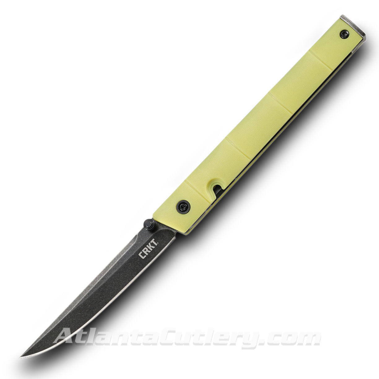 CRKT CEO Linerlock Bamboo knife poses as a pen, has a thin, sleek all-black blade, ball bearing pivot for quick opening
