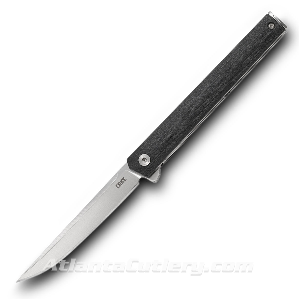 CRKT CEO Linerlock knife poses as a pen, has thin blade, quick opening ball bearing pivot, sleek glass-reinforced nylon handle