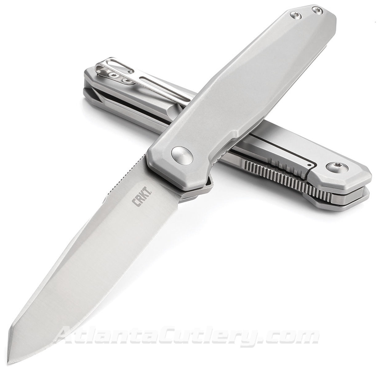 CRKT Facet Framelock assisted opening knife with grooveless grip design, straight sheepsfoot D2 blade steel, sharp point