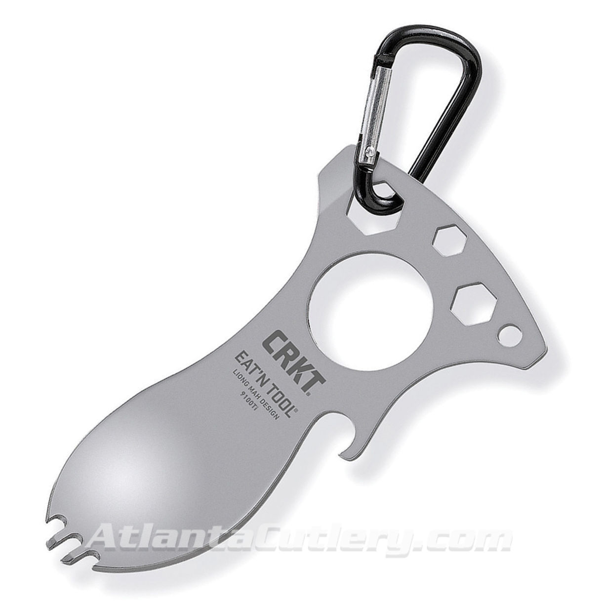 CRKT Titanium Eat’n Tool outdoor multi-tool has fork, spoon, bottle opener, screwdriver, 3 metric wrenches for emergency repairs