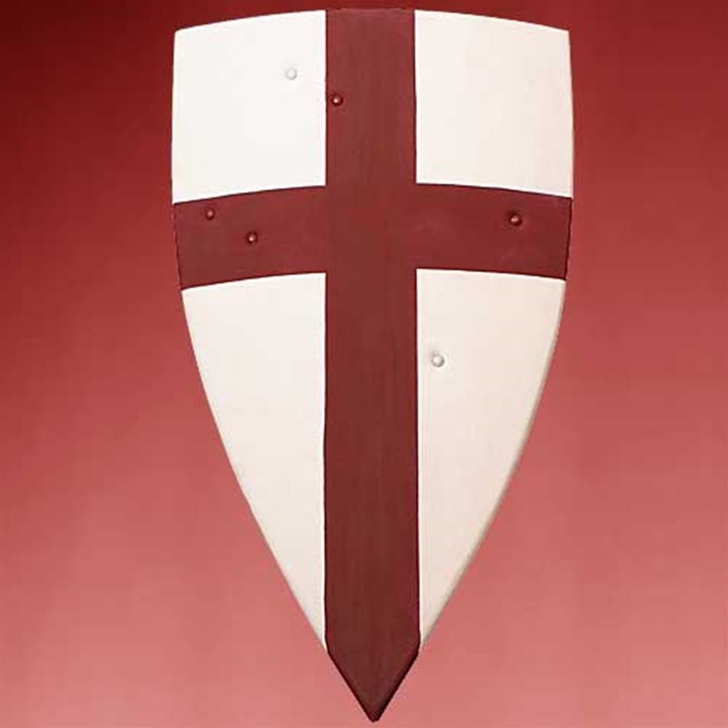 Crusader Wooden Shield - Red painted Cross