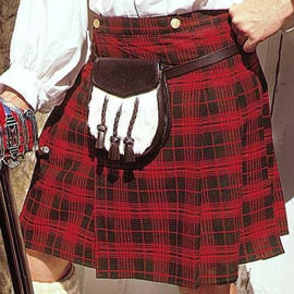 Early Scottish Pleated Kilt - Red/Green