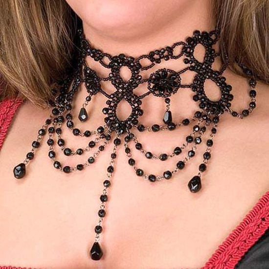 Picture of Black Floral Beaded Choker