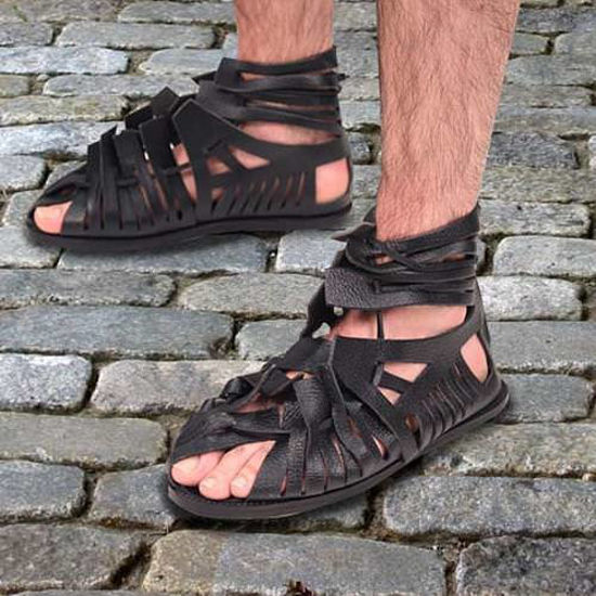 Leather Roman Legion Black Sandals
