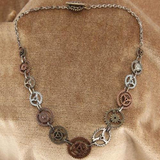 Picture of Single Chain Steampunk Gears Necklace