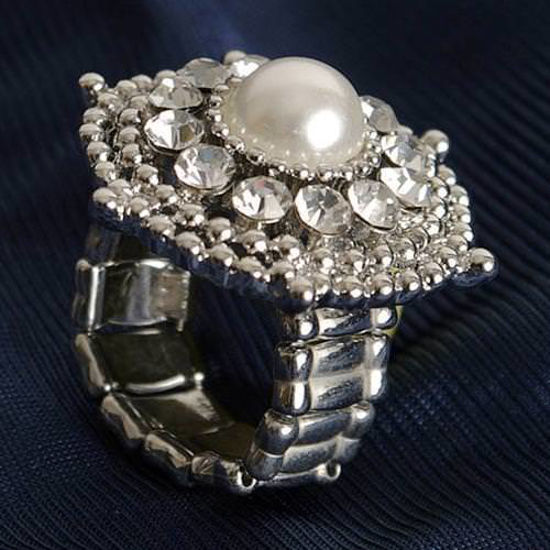 Picture of Jeweled Pearl Adjustable Ring  