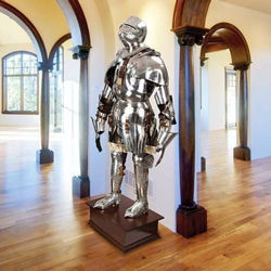 Gothic Suit of Armor on Display Pedestal