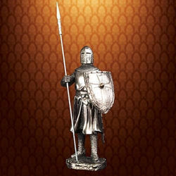 Templar Knight Statue with Shield and Lance