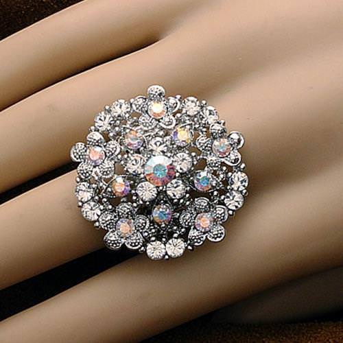 Picture of Starburst Clear Stone Adjustable Ring 