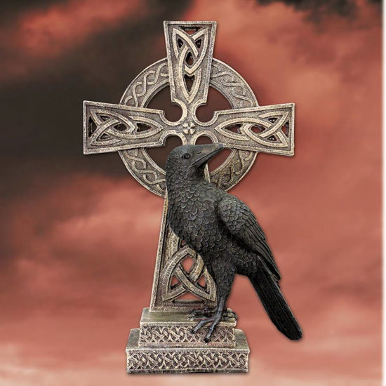 Picture of Celtic Cross with Raven Statue 