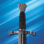 Battlecry Crecy Double Edged War Dagger in 1065 high carbon steel has darkened patina and full, peened over tang