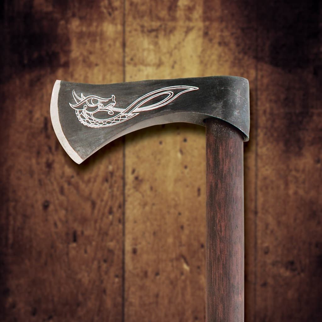 Viking Throwing Axe with Dragon