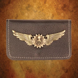 Steampunk Brown Leather Wallet folded