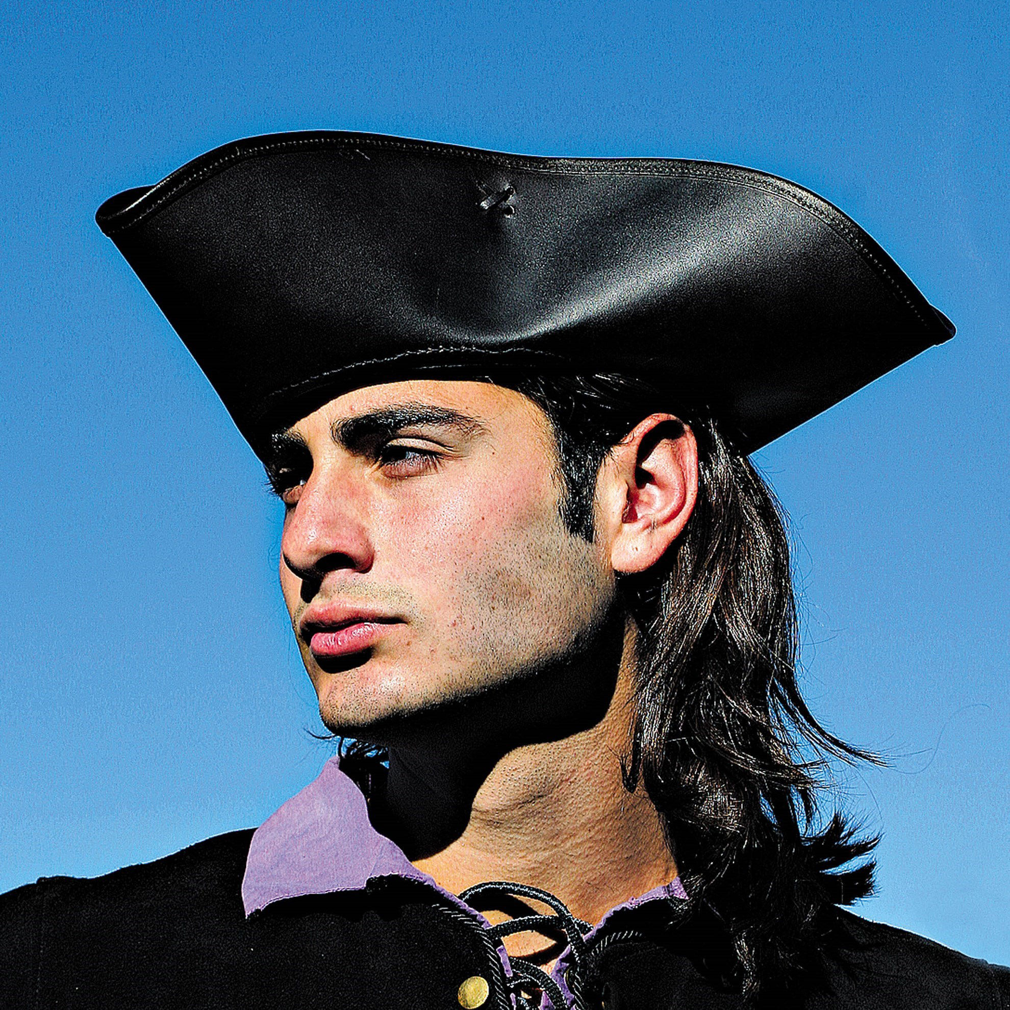 Capt. Jack Tricorn Pirate Hat is made of top grain leather with a weathered finish.