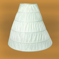 light polyester-cotton blend hoop underskirt has 5 metal rings forming the boning to shape your skirt in an umbrella shape