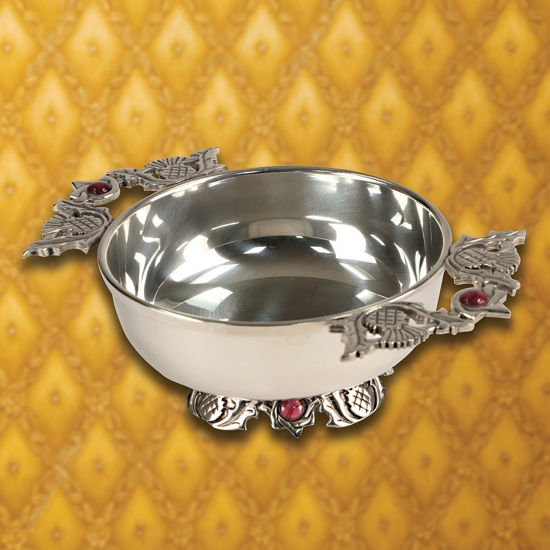 Quaich Pewter Bowl with Pink Stones