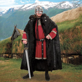 Full-Length Ragnar Black Faux Fur Cloak