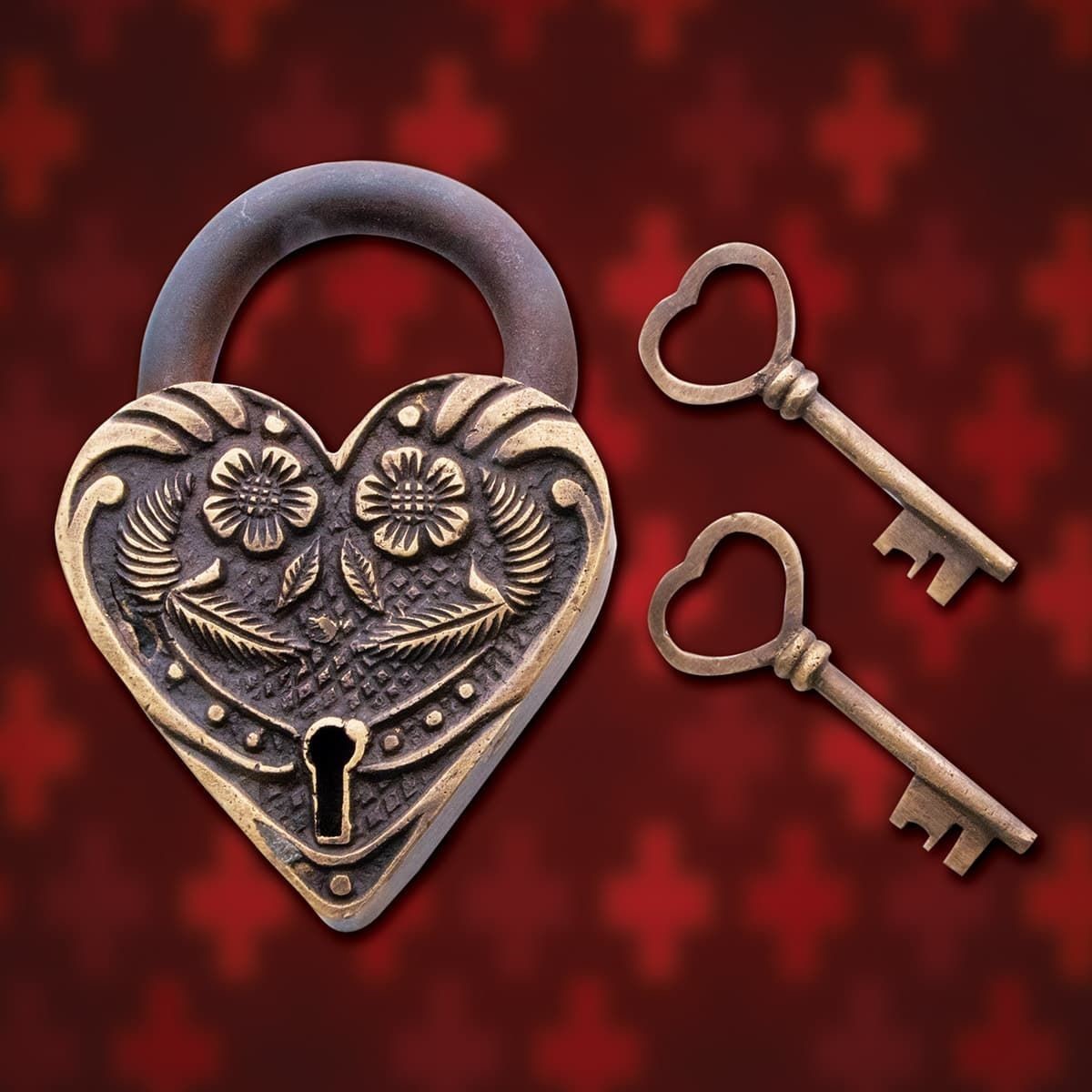 Decorative Heart Shape Lock Skull Design Vintage Brass Heavy Door Padlock GK 549 