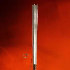 Circa 1300 replica mace made from four bars of steel with a large steel pommel to help balance it, Wood and leather grip