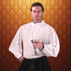 Courtly Ruffle Collar Shirt with Black Edges on Collar and Cuffs