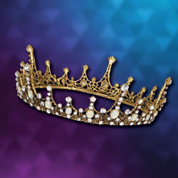 Ladies Gold Crown with Faux Opals and Diamonds