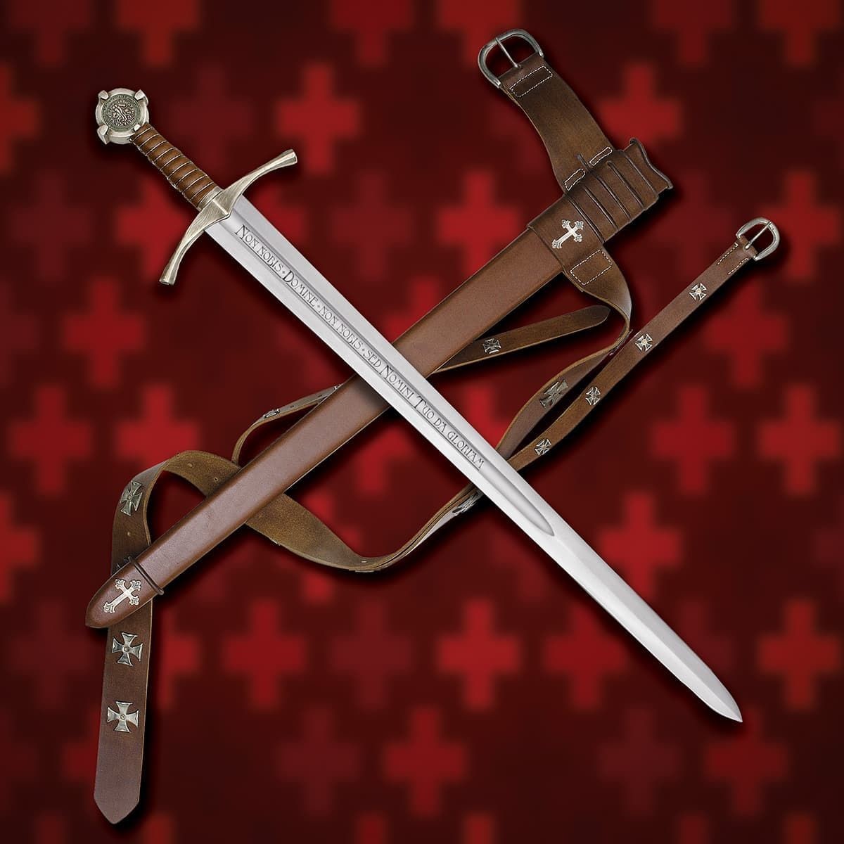 Knights Templar Accolade Sword W Scabbard And Belt