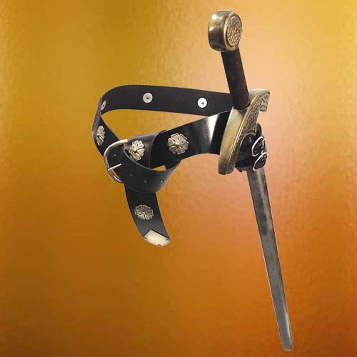 Adjustable Leather Sword Belt with Integrated Frog 