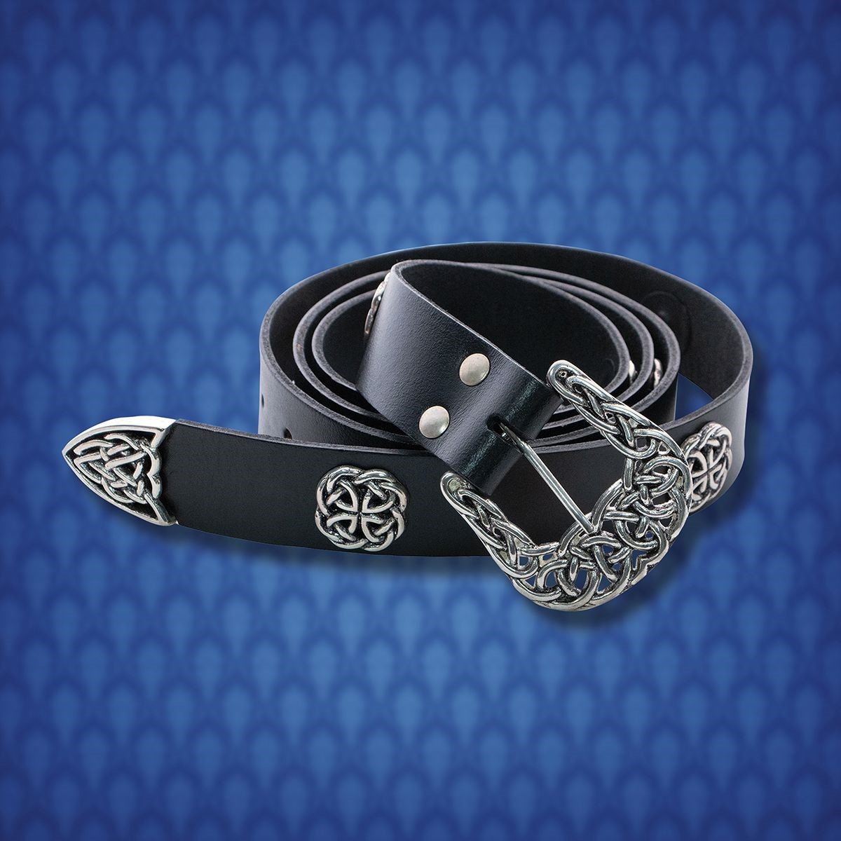  Noble’s Black Leather Belt with Silver Fittings