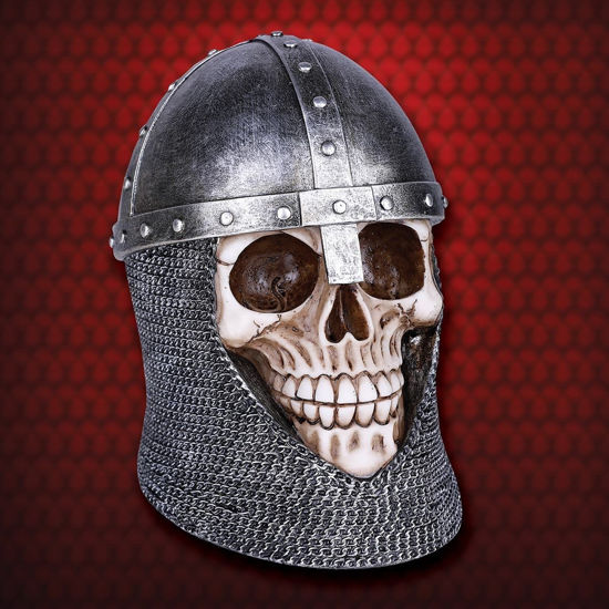 Medieval Templar Knight Skull Wearing Mail and Nasal Helm