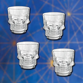 Set of 4 Heavy Weight Glass Skull Shot Glasses