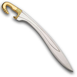 Falcata Sword with Curved Blade and Brass Handle