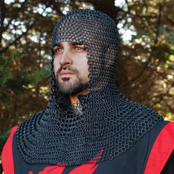 16 Gauge Butted Steel Blackened Mail Armor Coif