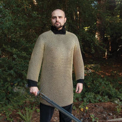 16 Gauge Butted Steel Plated Brass Mail Armor Shirt