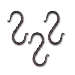 Set of 3 Hand Forged Iron Large Medieval "S" Hooks 