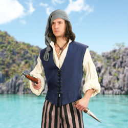 Navy Mens Cotton Pirate Vest