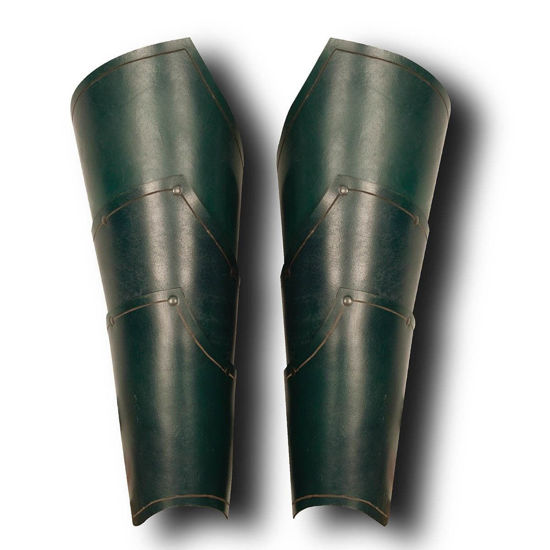 Elven Green Leather Greaves