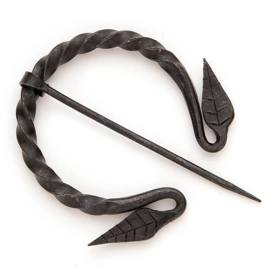 Twisted Forged Iron Leaf Brooch Cloak Pin