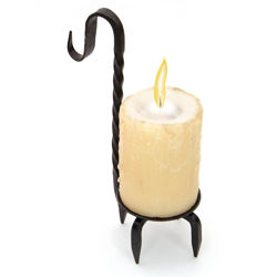 Forged Iron Candle Holder shown with Candle