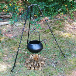 Medieval Hand-Forged Authentic Iron Ketle Cooking Set