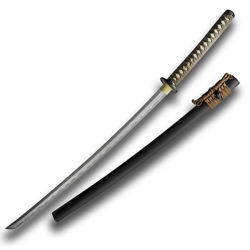 Date Masamune Katana by Paul Chen / Hanwei has forged steel blade, same with suede wrap, decorative menuki and tsuba