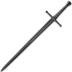 The Honshu Practice Broadsword is polypropylene and mimics an actual Medieval broadsword in length, size, weight, and feel