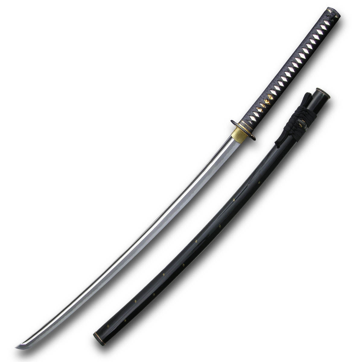 Hanwei's Tiger Katana has a folded steel blade with groove on both sides, rayskin handle with cotton wrap and lacquered saya