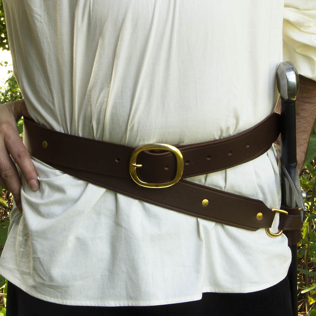 1 3/4" Celtic Medieval Renaissance Heavy Duty Gun Harness Leather Belt w Buckle 