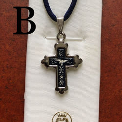 Small Silver Cross Pendant - Rounded Style - Pattern B