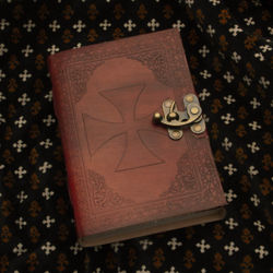 Crusader Knight Leather Journal with Embossed Templar Cross and Brass Latch