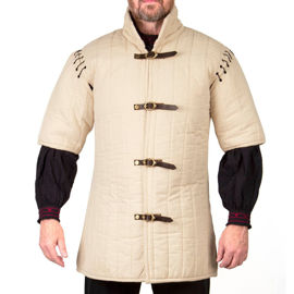Padded Gambeson With Interchangeable Sleeves and Front Buckle Closure