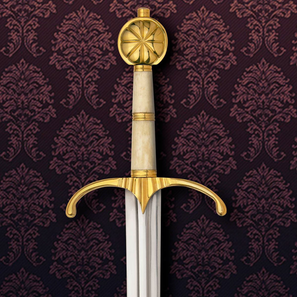 Guinegate Sword with bone grip, brass pommel and guard and high carbon steel blade