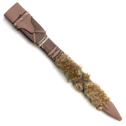 Conan Atlantean Sword Molded Leather Scabbard accented with matte-finished leather, faux fur, leather bands, cord, and brass