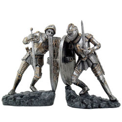 11 1/2" Medieval Times Templar Knight on Stairs W Sword Statue Bronze Color 6944197137832