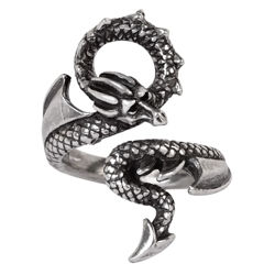 Alchemy Dragon's Lure ring is hand-made in England of fine antiqued pewter and coils around your finger